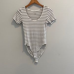 Black and white striped body suit